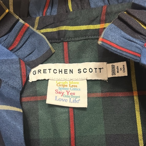 Tuckernuck Gretchen Scott Teardrop Dress Plaidly Cooper Blue Multi Size Shrimp - Picture 9 of 10